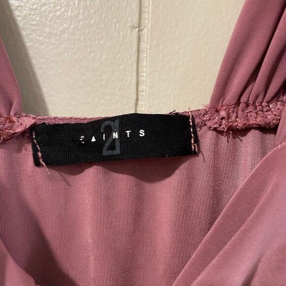 2 Saints Mauve Knot Front Bodysuit Women’s Medium Sleeveless Stretchy V-Neck One - Picture 3 of 7